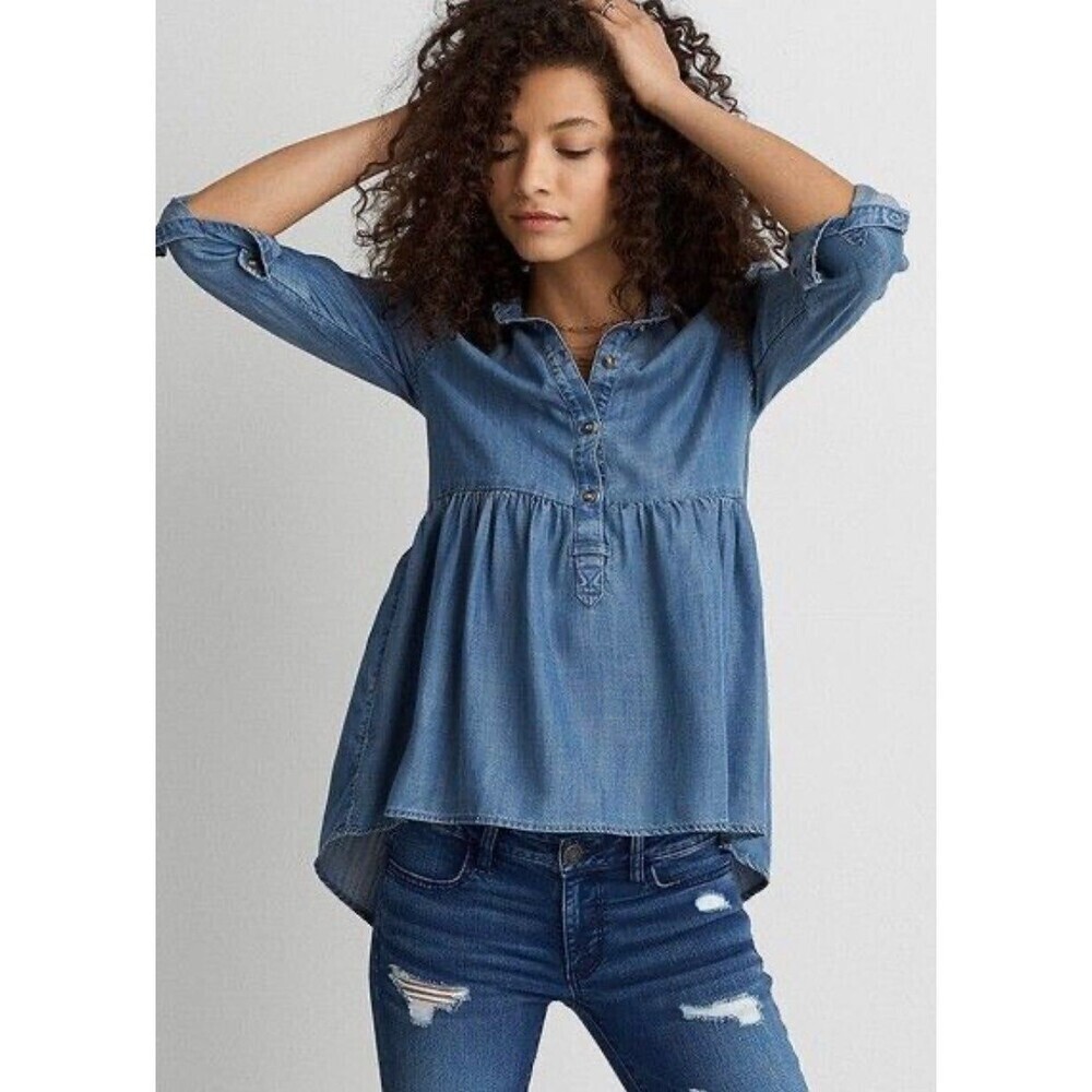 American Eagle Women's Babydoll Denim Top Size XXS